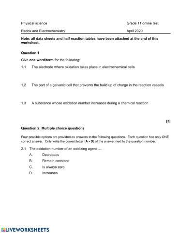 Electrochemistry test