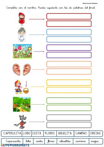 Vocabulario Caperucita