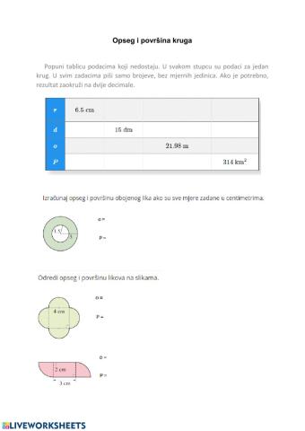 Opseg i površina kruga