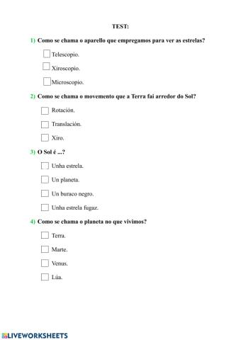 Test Sistema Solar