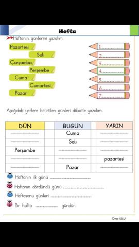 1.sınıf gün-ay-mevsim