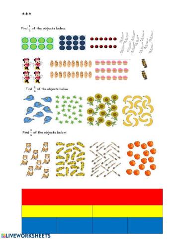 Fractions of an amount - halves, quarter and three quarters