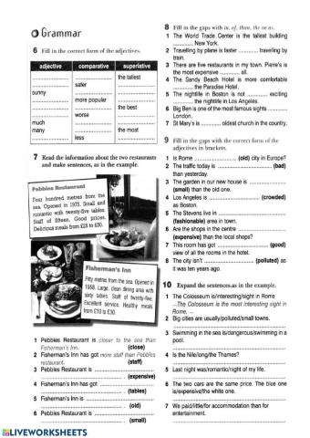 Comparative and superlative degree of adjectives