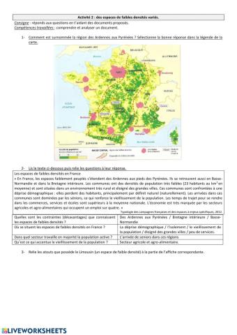 Mise en perspective espaces de faibles densités géo 3ème