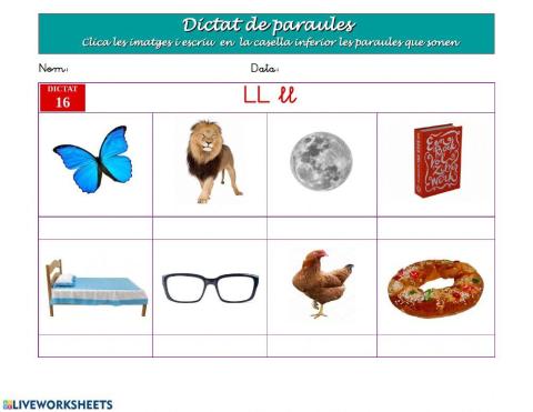 Dictat de paraules 16.- La lletra LL