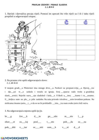 Izgovor i pisanje glasova č,ć,dž,đ i glasovnih skupove ije,je, e i i