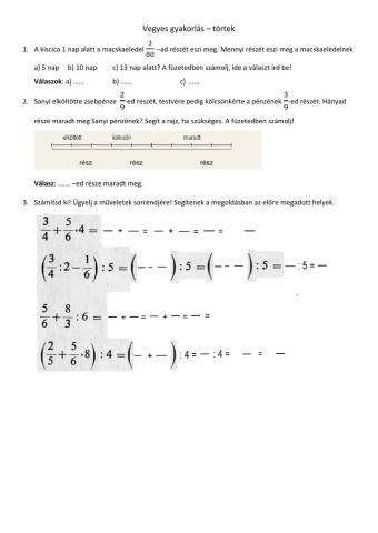 Törtek - vegyes gyakorlás (1)