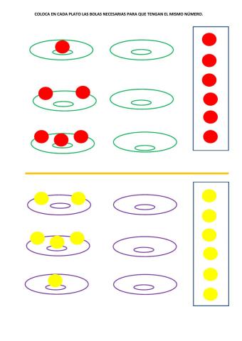 Coloca el mismo número de bolas