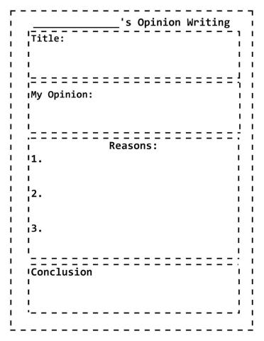 Opinion Writing Graphic Organizer