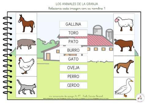 Los animales de la granja: relaciona mayúsculas 1