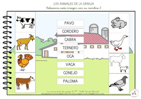 Los animales de la granja: relaciona mayúsculas 2