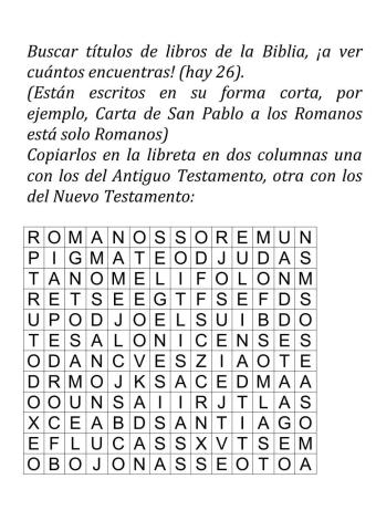 Sopa de letras libros de la biblia