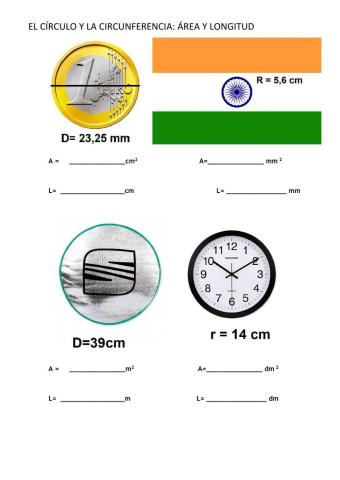 Área y longitud circunferencia y círculo
