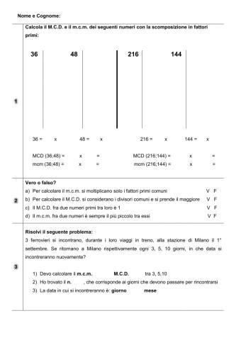 verifica su mcm e MCD