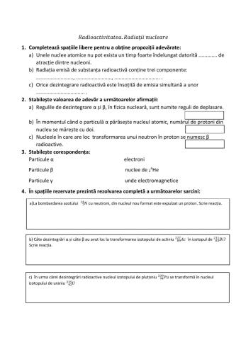 Radioactivitatea. Radiații nucleare.