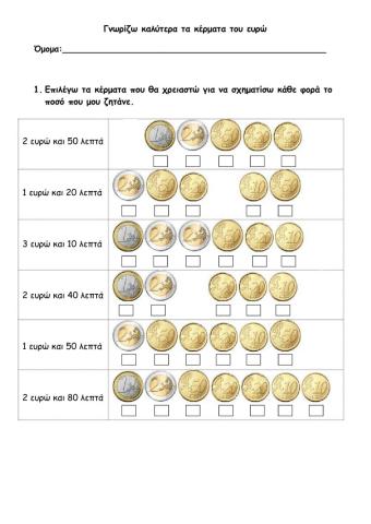 Γνωρίζω τα κέρματα του ευρώ