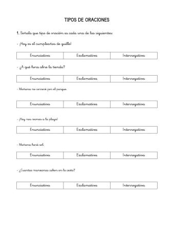 Tipos de oraciones