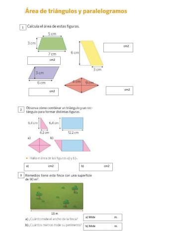 ÁREAS DE TRIÁNGULOS Y PARALELOGRAMOS