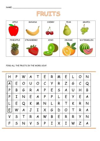 Fruit word soup