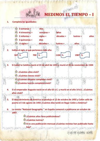 Medida de tiempo i ( unidades mayores y menores que el año)