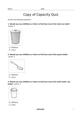 Capacity Quiz