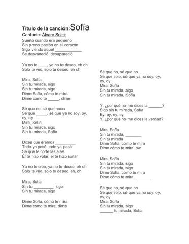 Rellenar huecos con letra de la canción