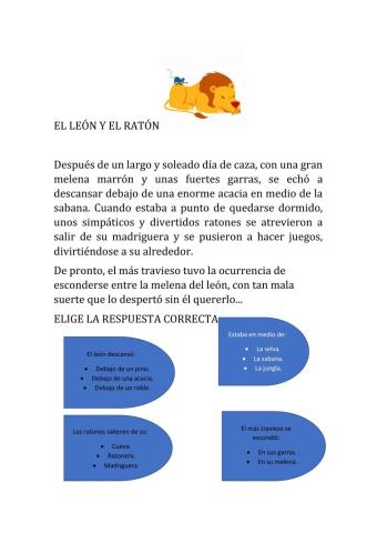 cuento 3º ratón-león