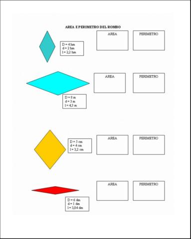 Area e perimetro del rombo
