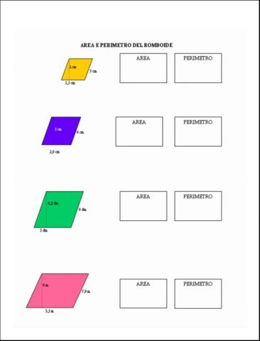 Area e perimetro del romboide