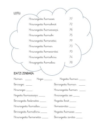 Zenbakiak. Hirurogeita