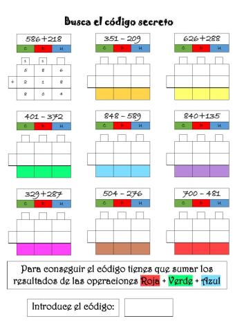 Código Secreto - Sumas y restas