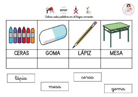 Asocia cada palabra minúscula con su mayúscula.