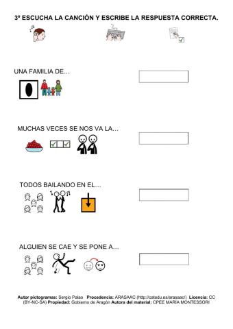 Completa las oraciones tras escuchar la canción.