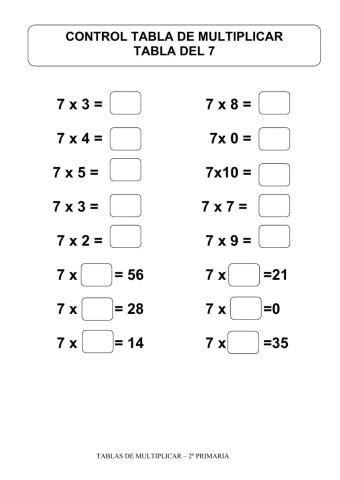 Tabla del 7