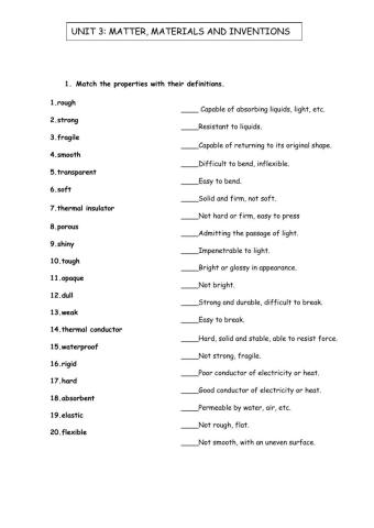 Properties and materials