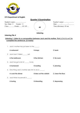 Grade5 English File Listening Test