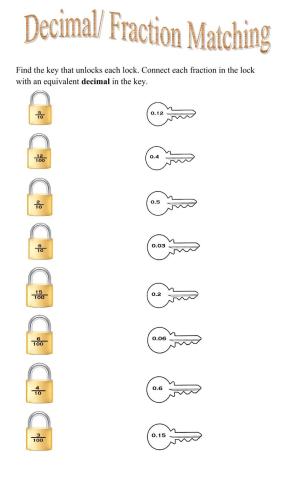 Equivalent Decimal and Fraction Match