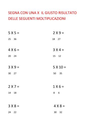 Tabelline fino a 5