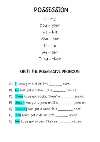 Possessive pronouns