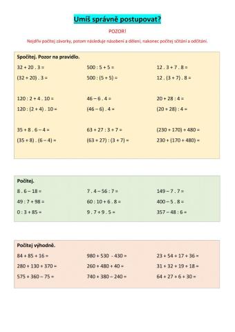 Umíš správně postupovat?