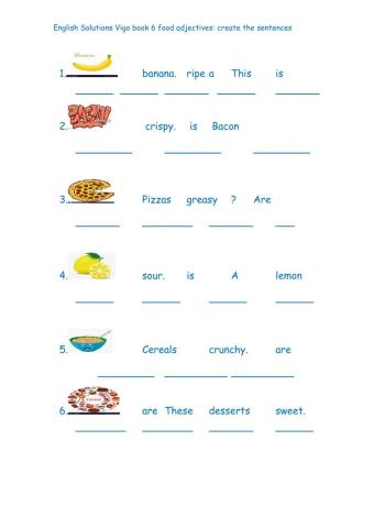 English Solutions Vigo book 6 food adjectives