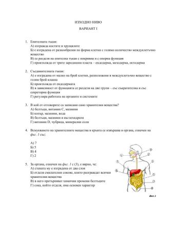 Изходно ниво - БЗО 8 кл.