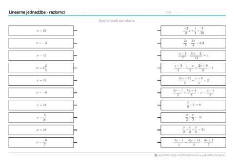 Linearne jednadžbe - razlomci