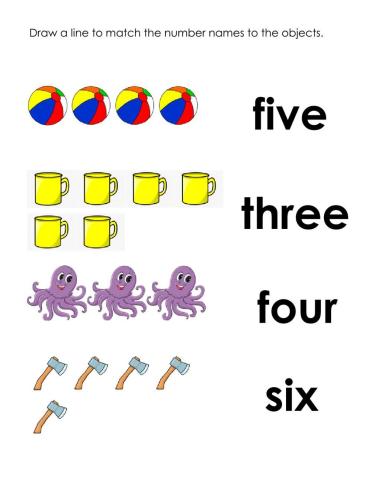 Number names 3-6 worksheet