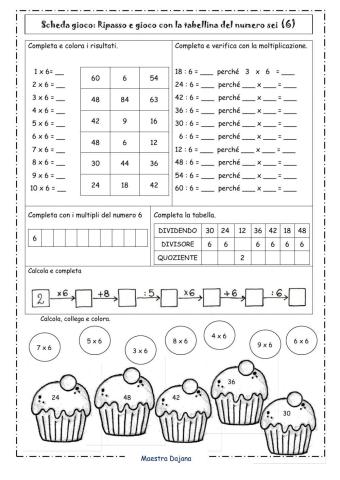 Scheda gioco: Giochiamo con le tabelline 6