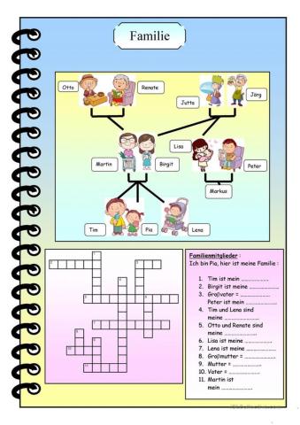 Familie - Kreuzworträtsel