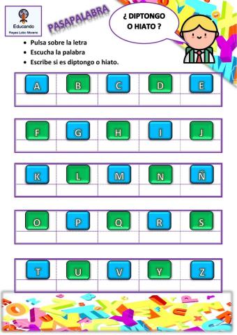 Pasapalabra de diptongos y hiatos