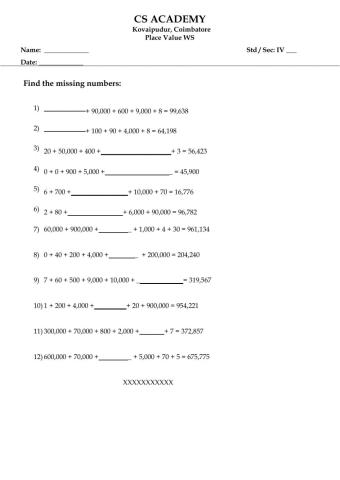 Place Value 5 and 6-digit number