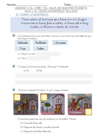 Hoja 2. EL AIRE Y EL AGUA. EL TIEMPO ATMOSFÉRICO 18-5