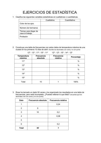 Ejercicios de estadística